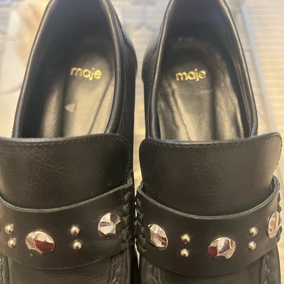 Maje Flatzstud Plat Foam loafer in leather and studs size 37 - Picture 2 of 8